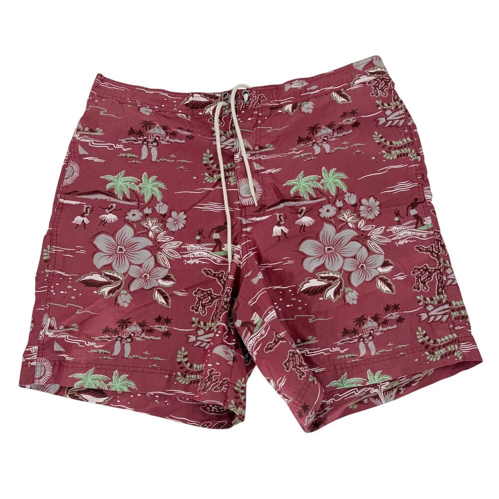 Vintage Polo Ralph Lauren Men's Swimming Trunks L Logo Hawaiian Luau Volcano